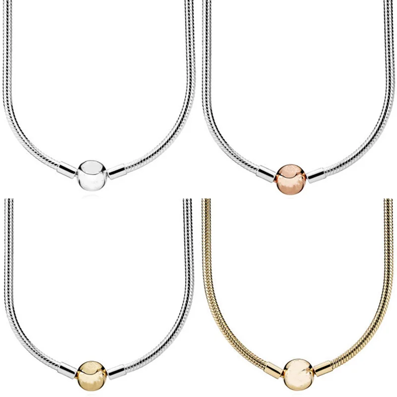 Оригинальное ожерелье-цепочка со змеиным плетением и застежкой-карабином |