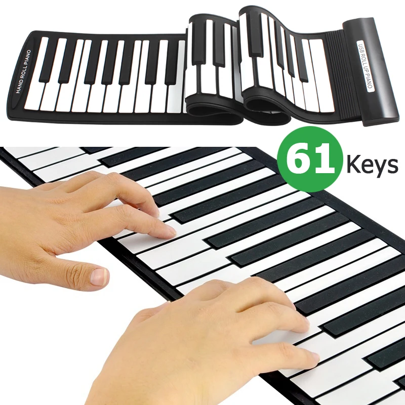 KONIX MD61 Flexible 61Keys Professional MIDI Keyboard Electronic Foldable Roll Up Piano for Children