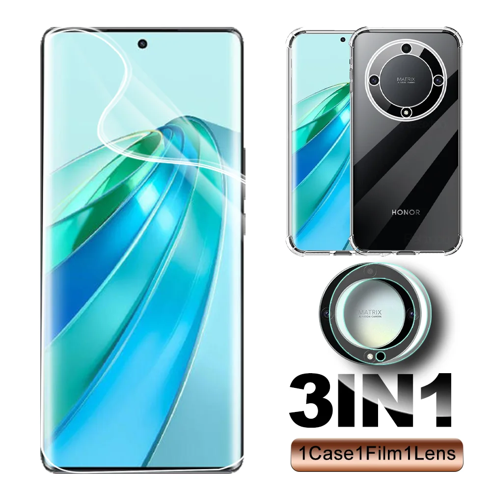 Прозрачный мягкий чехол 3 в 1 для Honor X9a 5G RMO-NX1 гидрогелевая пленка Honer X9 A X 9 HonorX9a