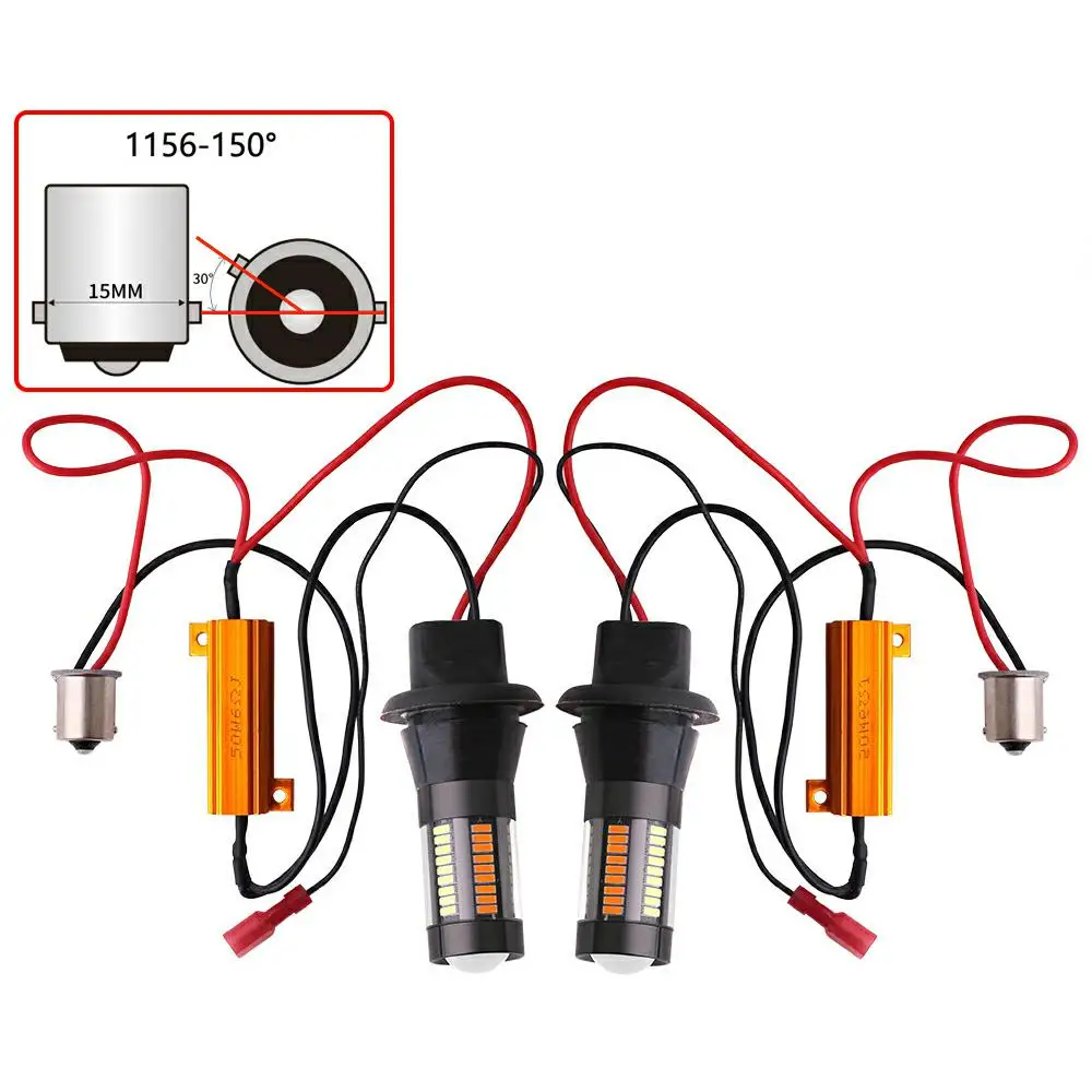 

Комплект Из 2 Двухцветных Светодиодных Ламп 1156 BA15S BAU15S P21W PY21W T20 7440 Для Указателей Поворота И ДХО, Универсальные