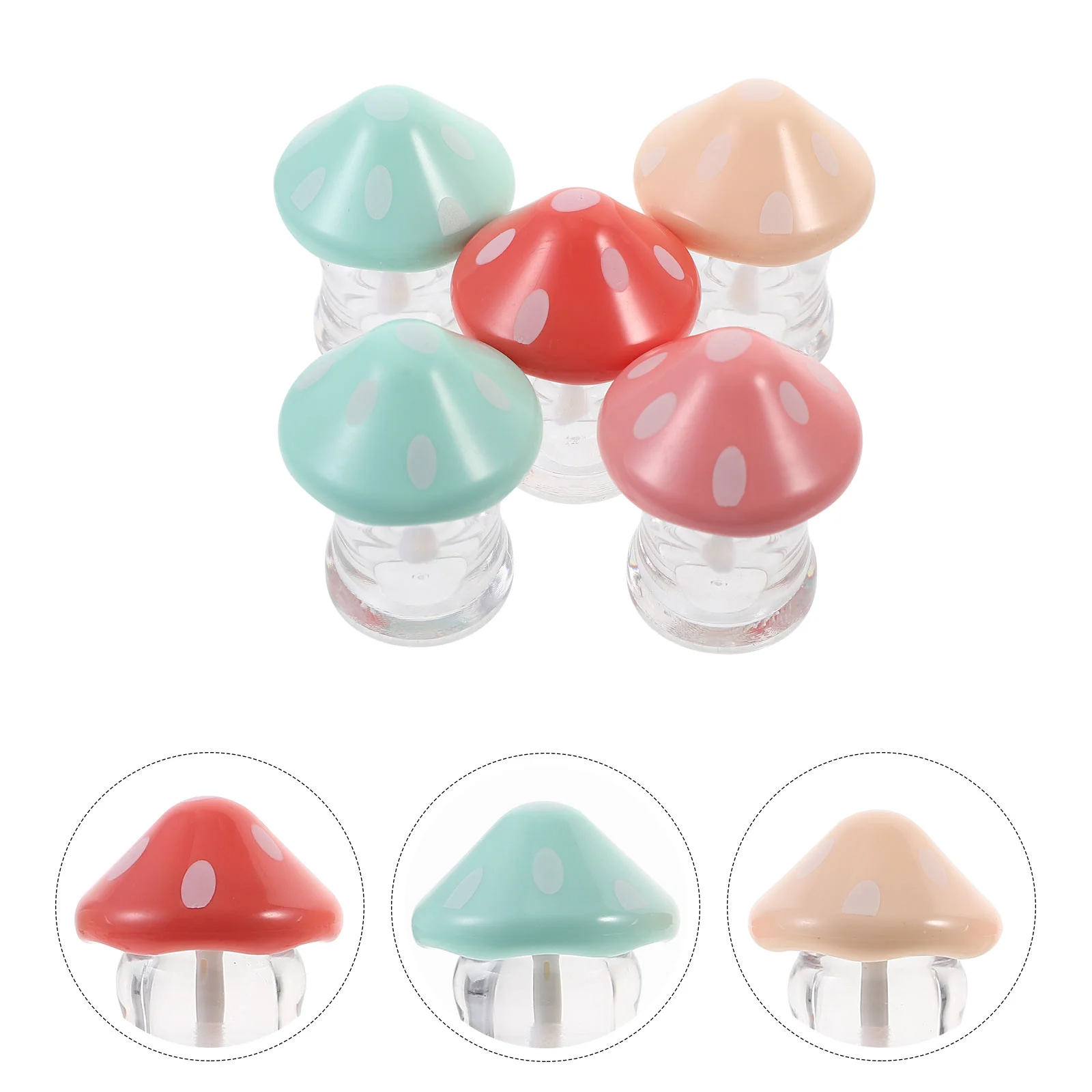 

5 Pcs Clear Bottle Mushroom Lip Glaze Tube Gloss Tubes Supplies Containers Wand Lipstick Making Kit Plastic Girl
