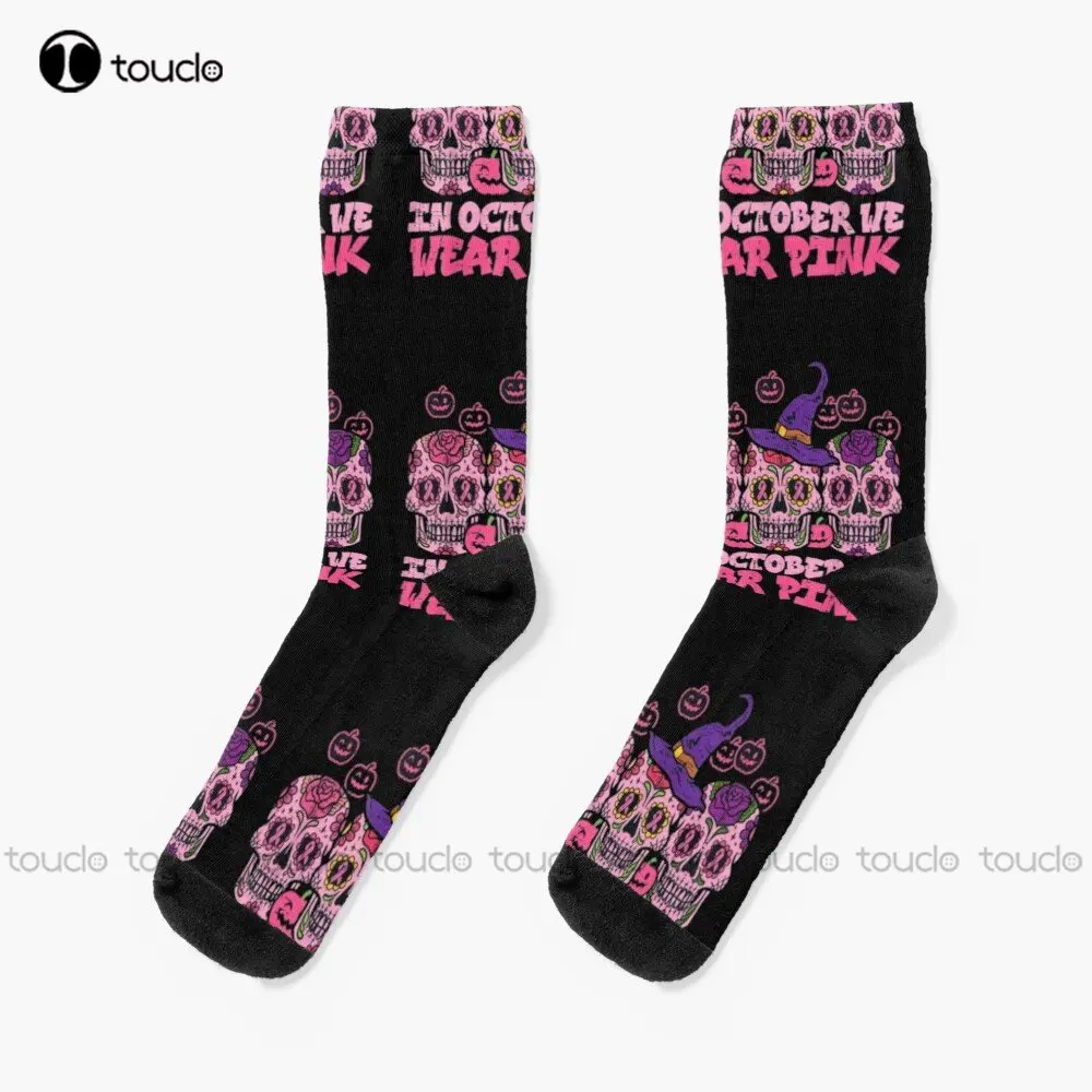 

В октябре мы носим розовые футбольные носки для информирования о раке груди женские носки для бега 360 ° цифровая печать на заказ подарок нов...