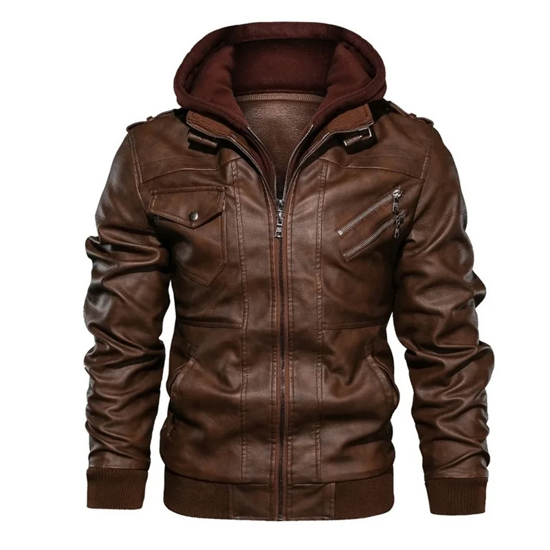 

Dinboa-chaquetas De Cuero Con Capucha Para Hombre, Abrigos Informales De Cuero Sintético Para Motociclista, Ropa De Negocios,