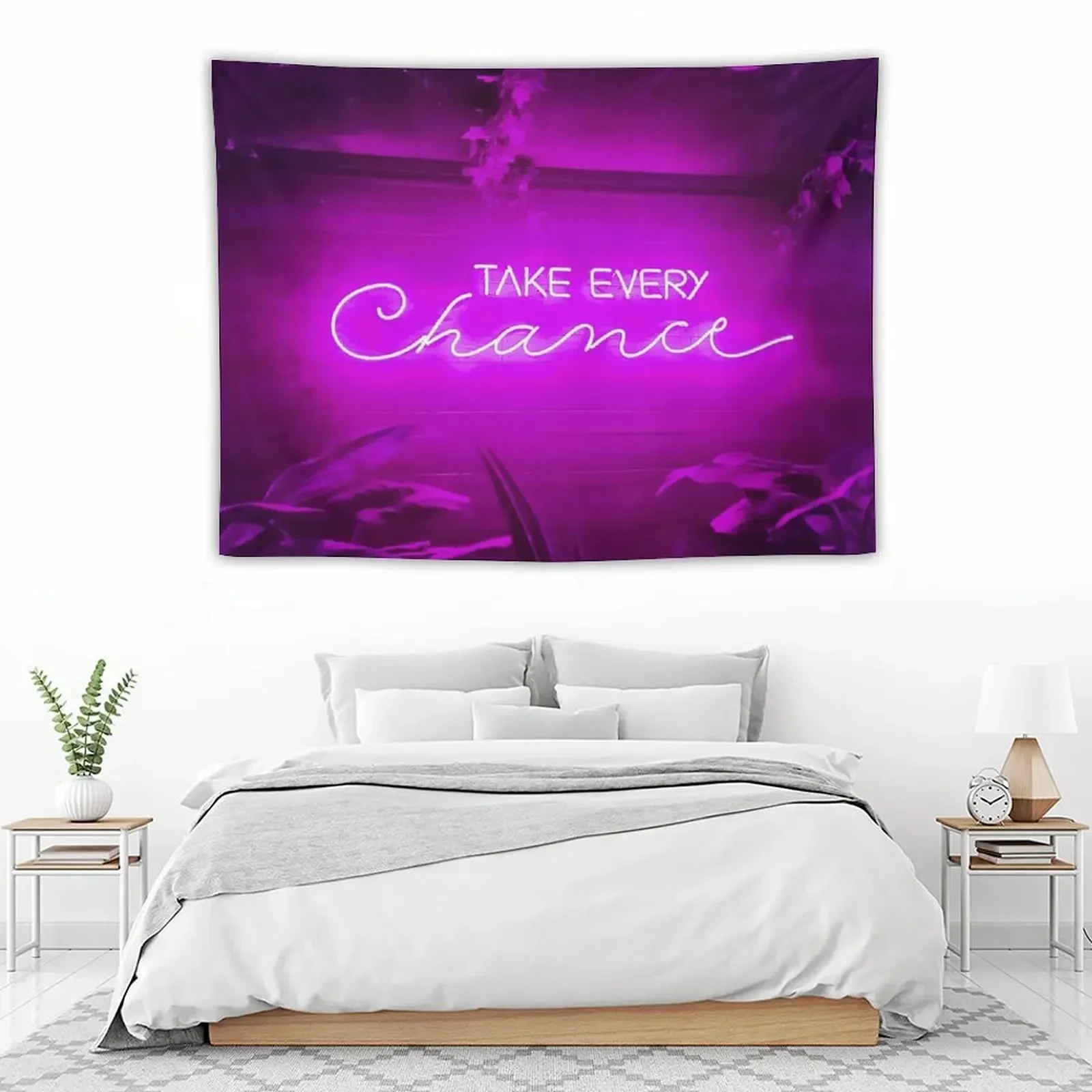 Take each Chance неоновая вывеска фиолетовая фотография на стене гриб эстетическое