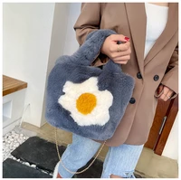 fashian faux fur egg toast bag tote bag women winter warm handbag high quality
