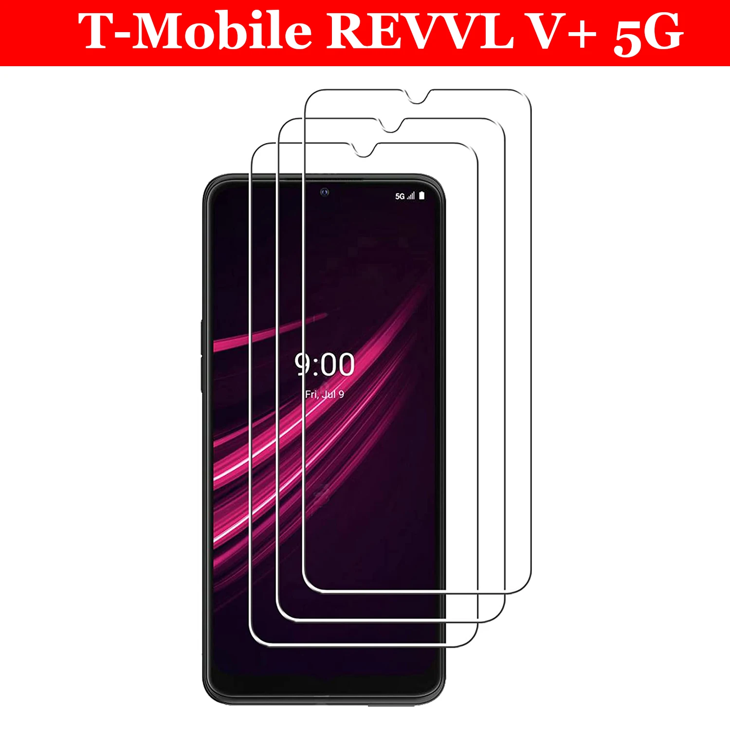 

T-Mobile REVVL V+ 5G Screen Protector Tempered Glass,Touch Sensitive,Case Friendly,9H Hardness, Anti Scratch for Revvl V Plus 5G