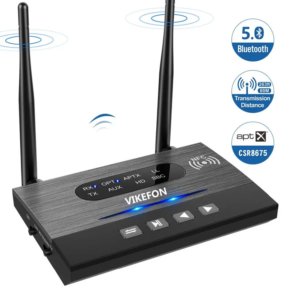 

80m NFC Bluetooth5.0 Transmitter Receiver APTX HD LL Wireless Audio Adapter Spdif RCA 3.5mm AUX for Car TV PC Pair Headphones012