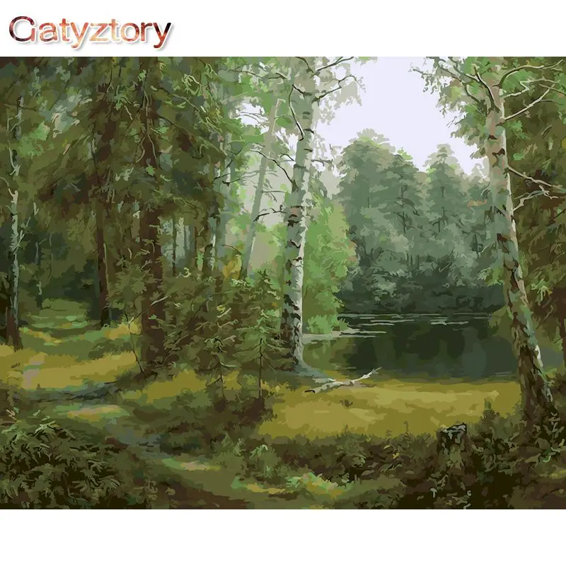 

GATYZTORY Frame Forest DIY Painting By Numbers Landscape Wall Handpainted Art Picture Canvas Painting Coloring By Numbers