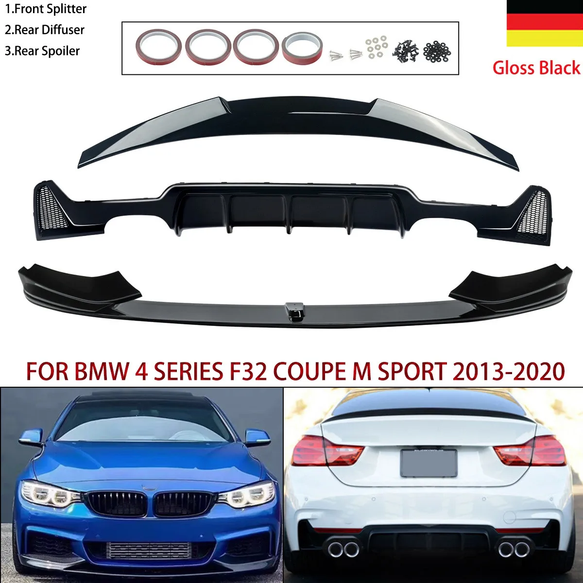 

MagicKit For BMW F32 2013-2020 FRONT LIP SPLITTER & REAR DIFFUSER & SPOILER