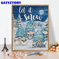 gatyztory painting by number santa claus handpainted kits drawing canvas diy oil pictures christmas gifts home decoration art