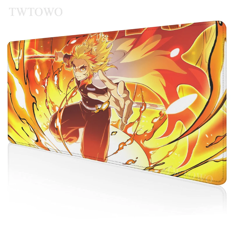 

Аниме Demon Slayer Kimetsu No Yaiba Rengoku Kyoujurou коврик для мыши геймер XL HD большой коврик для мыши XXL офисные противоскользящие мягкие коврики