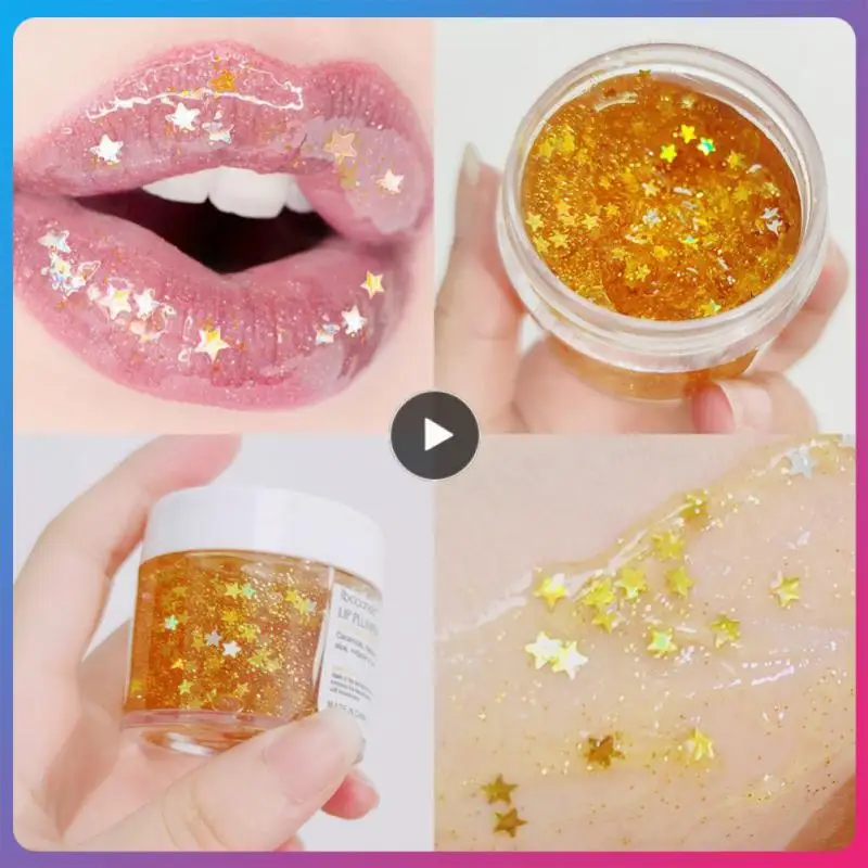 

Glitter Lip Plumping Gel Mask Moisturizing Lip Gloss Dew Lip Oil Hydrating Lip Plumper Nourishing Hydrating Gel Lip Mask