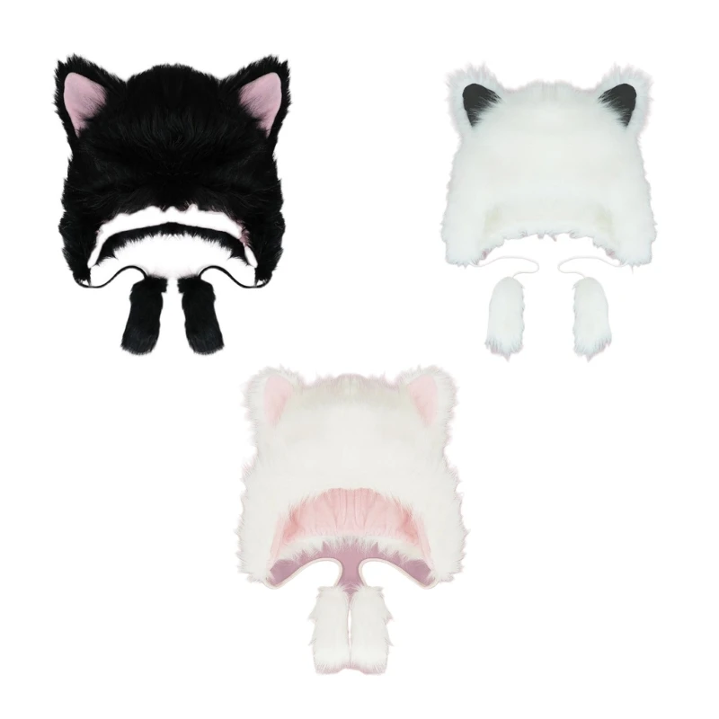 

Faux Fur Bear Ear Hat Plush Bear Hat Earflap Hat Cute Funny Beanie