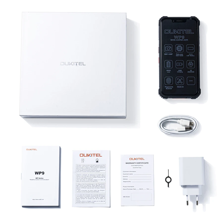 Смартфон Oukitel WP9 защищенный 4G LTE NFC 6 + 128 ГБ 5 86 дюйма HD 8000 мА · ч Android 10 телефон с