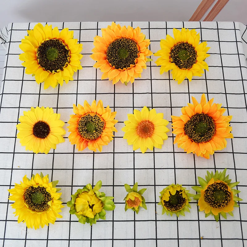 

5/10/20pcs Sunflower Head Artificial Flower Fake Latin Sunflower Flower Head for Home Wall Stickers Window Ornaments