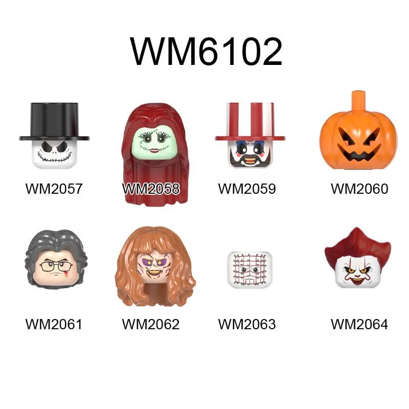 

Single New movie Halloween Horror Theme Pennywise Sally Pumpkin Figures Head accessories Building Blocks toys Series-091-WM6102