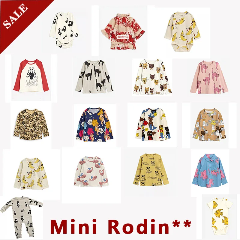 

Mini R BrandBig Sale Autumn New Note Full Print Series Cotton Middle And Small Children's Cotton Top T-SHIRTS
