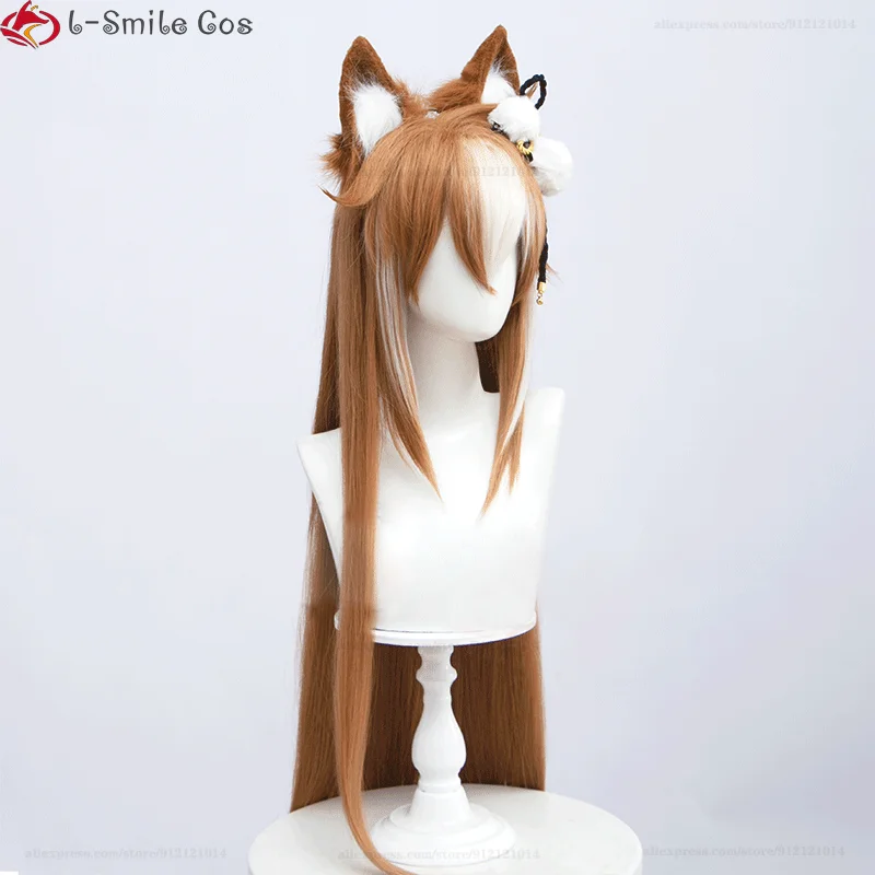 Женский парик для косплея Game Genshin Impact Miss Hina Gorou длинные коричневые прямые