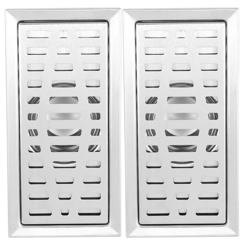 

BMDT-2X Large-Traffic Stainless Steel Bathroom Shower Square Floor Waste Grate Sanitary 20Cm X10cm Floor Drain