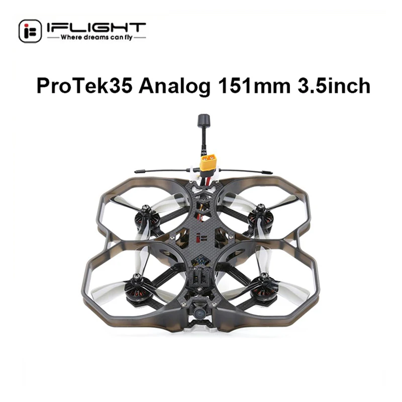 

iFlight ProTek35 Analog 151mm 3.5inch 4S 6S CineWhoop BNF W/ RaceCam R1 Mini 1200TVL 2.1mm Cam/Beast Whoop F7 55A AIO for FPV