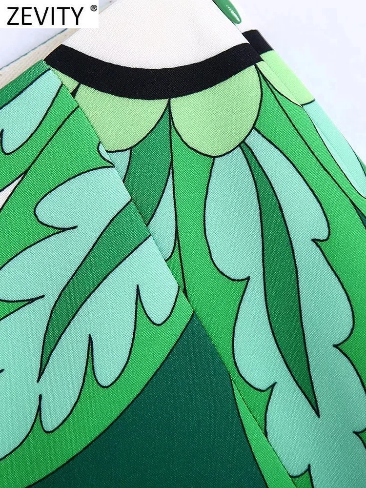 Юбка-Тотем Женская трапециевидная с разрезом и принтом листьев на молнии |