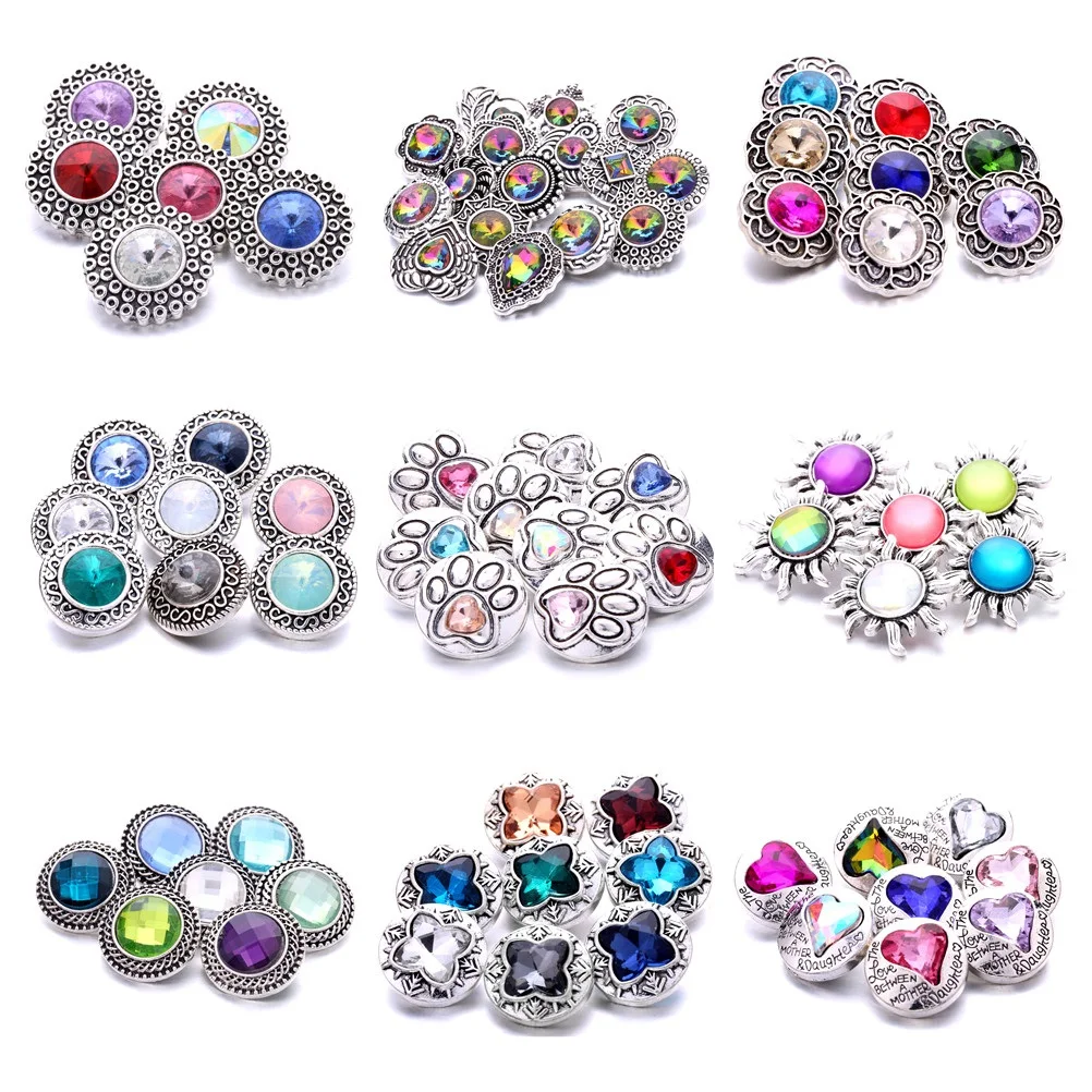 30pcs Mixed Styles 18mm Snap Buttons DIY Charm Fit  Metal Leather Snap Button Bracelet Necklaces Jewelry