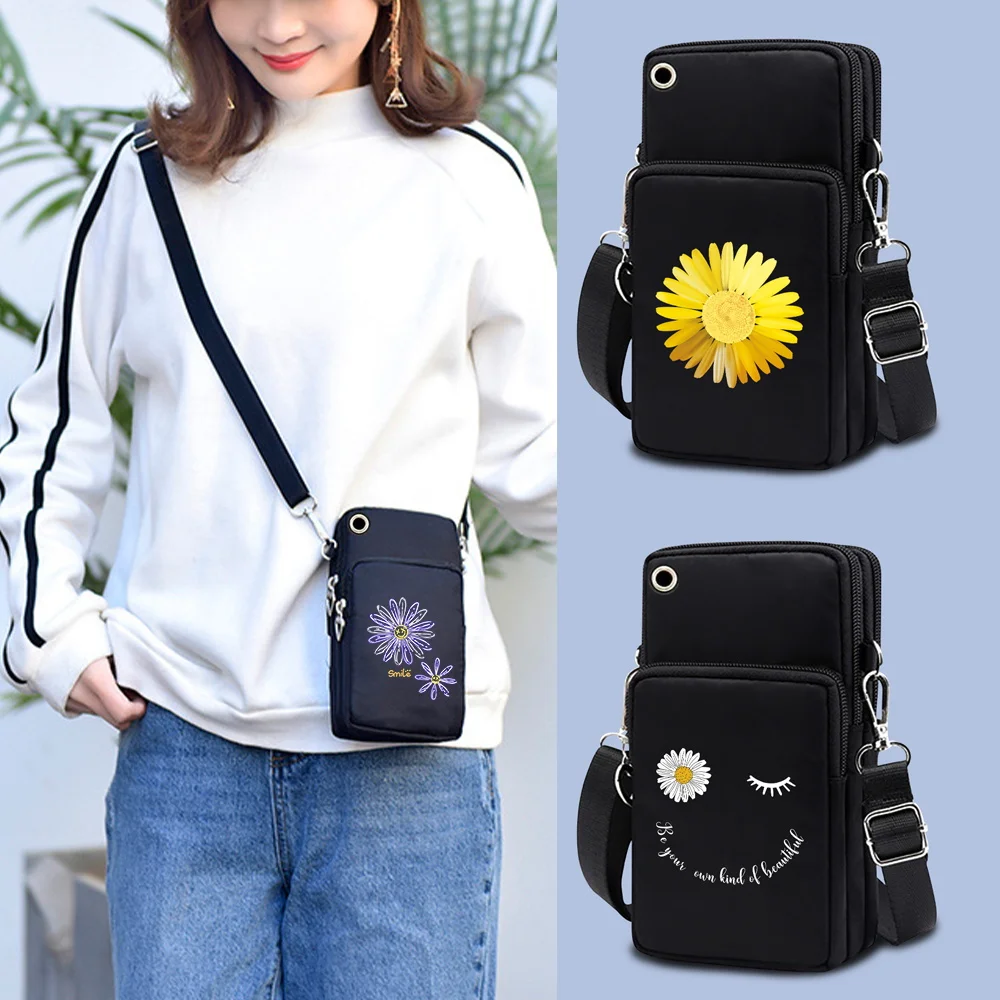 

Unisex Mobile Phone Case Bag Shoulder Bag Women Mini Cross Body Bag Universal for Xiaomi/ iPhone Daisy Pattern Coin Purses
