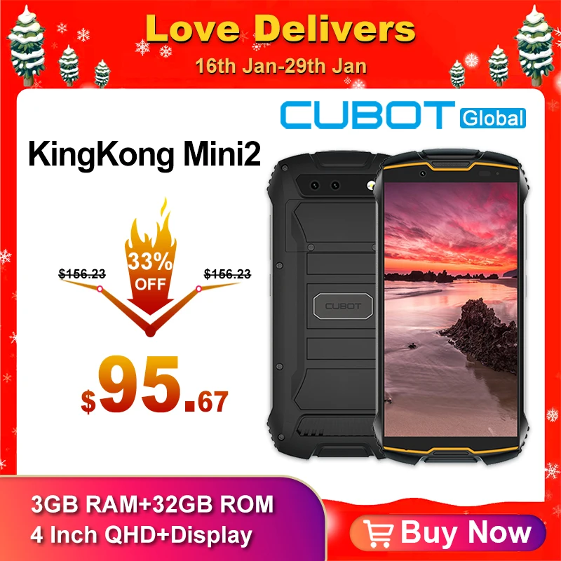 Cubot KingKong Mini 2 смартфон с 5,5-дюймовым дисплеем, ОЗУ 3 ГБ, ПЗУ 32 ГБ, 13 МП, 5000 мАч