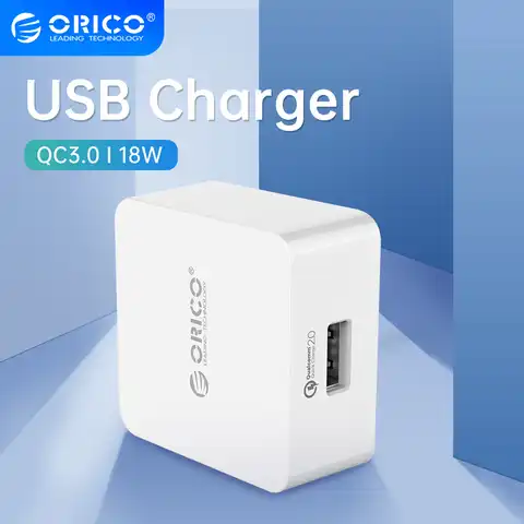 Зарядное устройство ORICO QC2.0/QC3.0, 18 Вт, быстрое зарядное устройство, USB, адаптер для путешествий, для iPhone, Samsung, Xiaomi, HUAWEI, с кабелем Micro USB