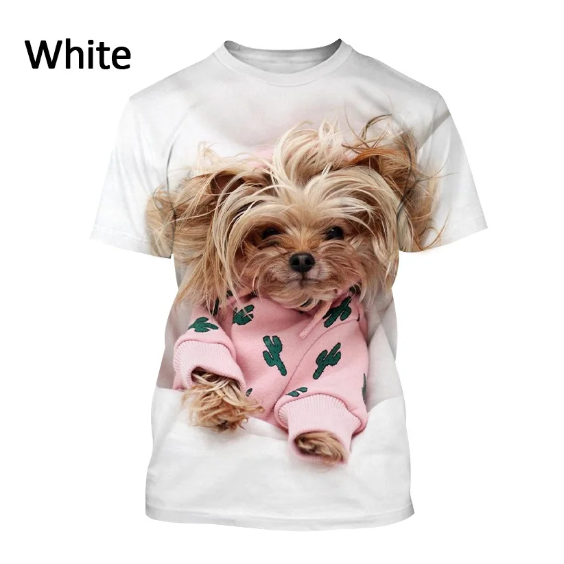 

Футболка с 3D-принтом йоркширского терьера, новая модная повседневная футболка с круглым вырезом и изображением милой собаки, дышащая и удоб...