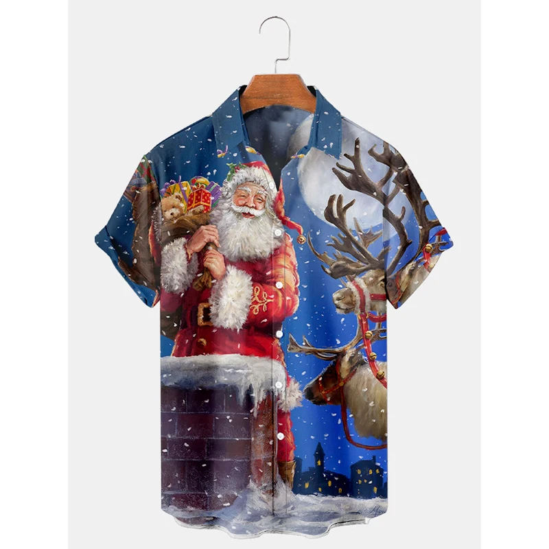 

Badassdude Christmas Printing Men's Casual Short Sleeved Shirt