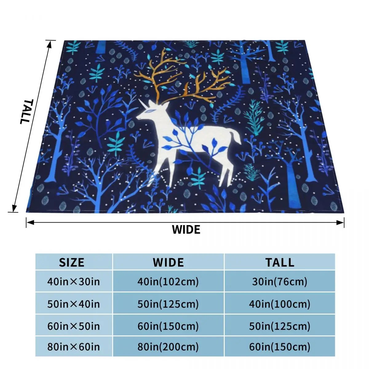 Ультрамягкое Флисовое одеяло Deericorn синего цвета