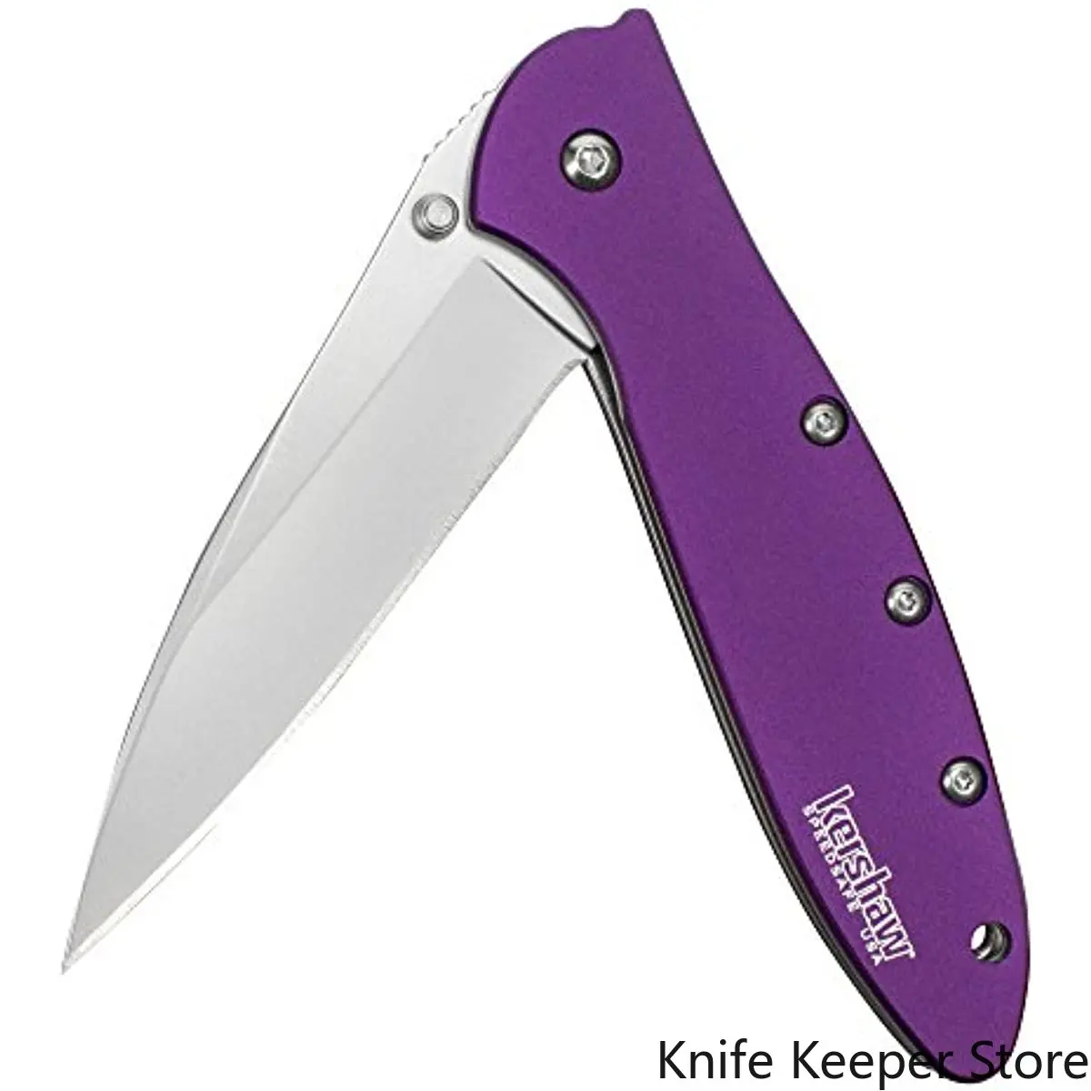 

Kershaw Leek Purple Folding Knife (1660PUR) 3” Bead-Blasted Sandvik 14C28N Steel Blade Purple Anodized Aluminum Handle SpeedSafe