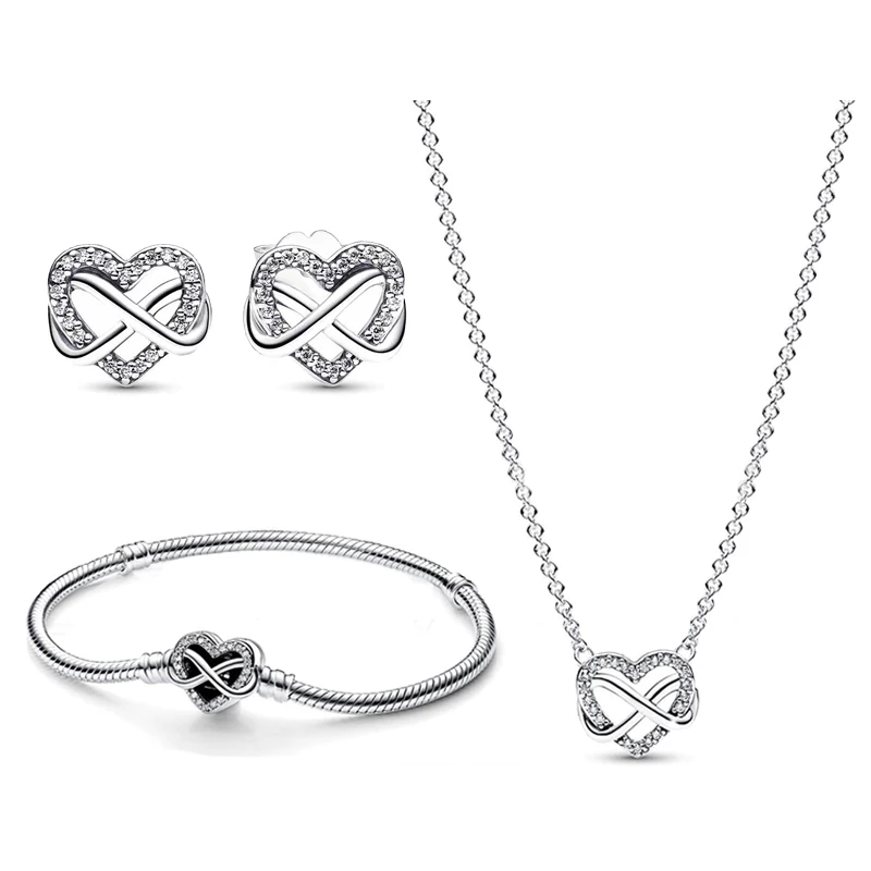 

Fashionable S925 Sterling Silver Charm Shining Earnail Necklace Fits Original Brand Design Women's Exquisite Jewelry Set