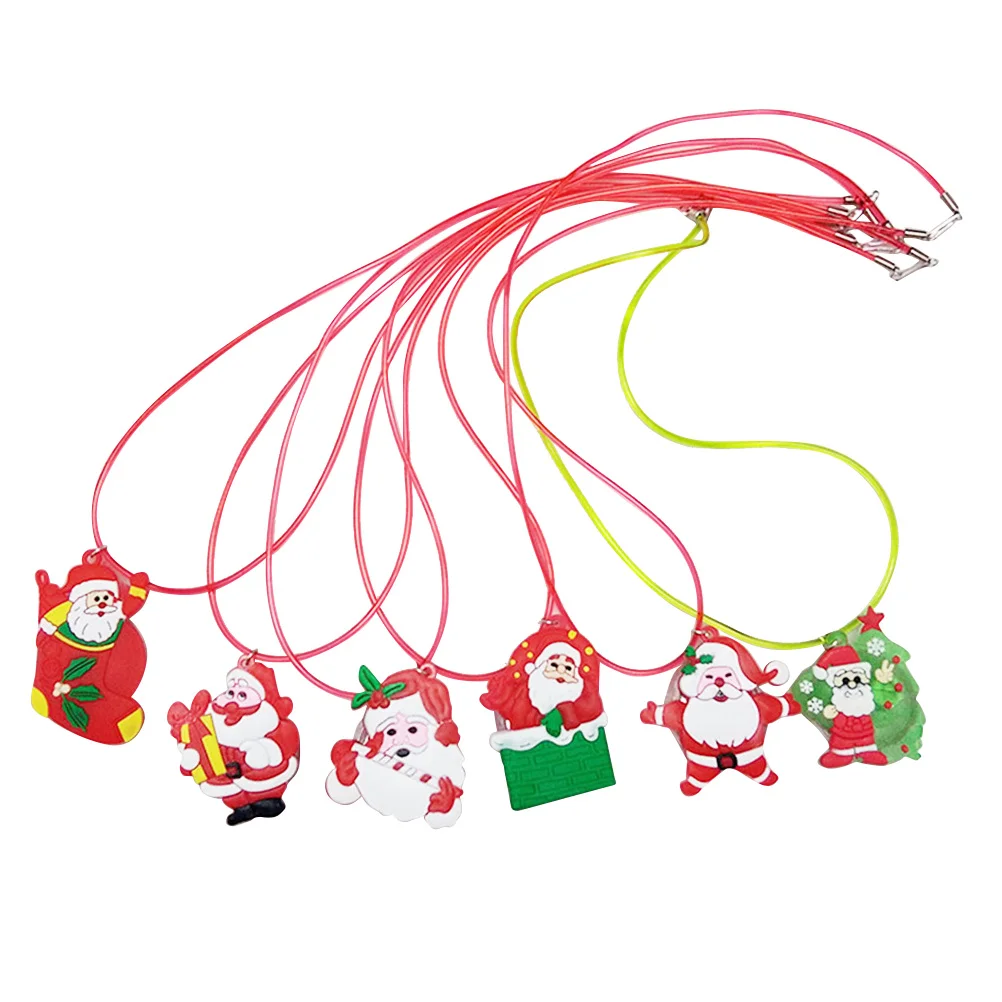 

6 PCS Christmas Necklace Pendants Presents Necklaces Kids Flash Toy Earth Tones Girl gift