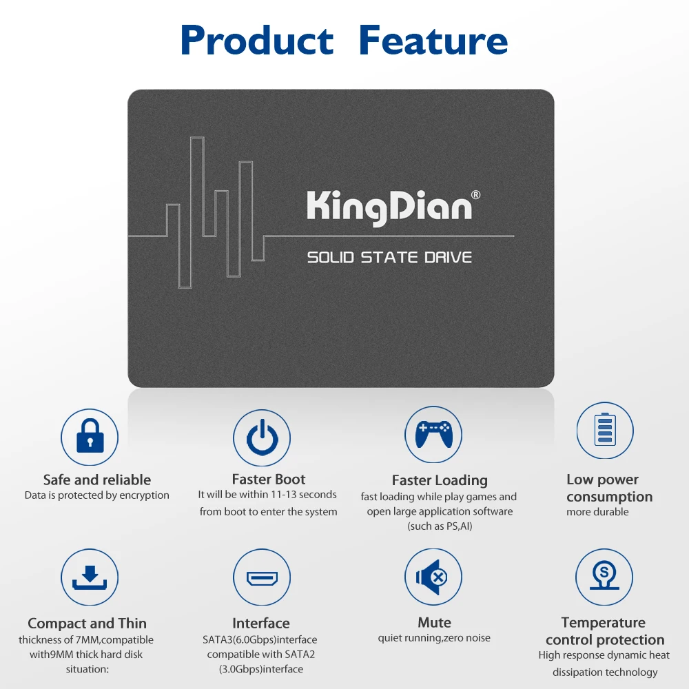 Внутренний твердотельный накопитель KingDian SSD 120/240/480/2 5 ГБ SATA3 для ноутбука - купить