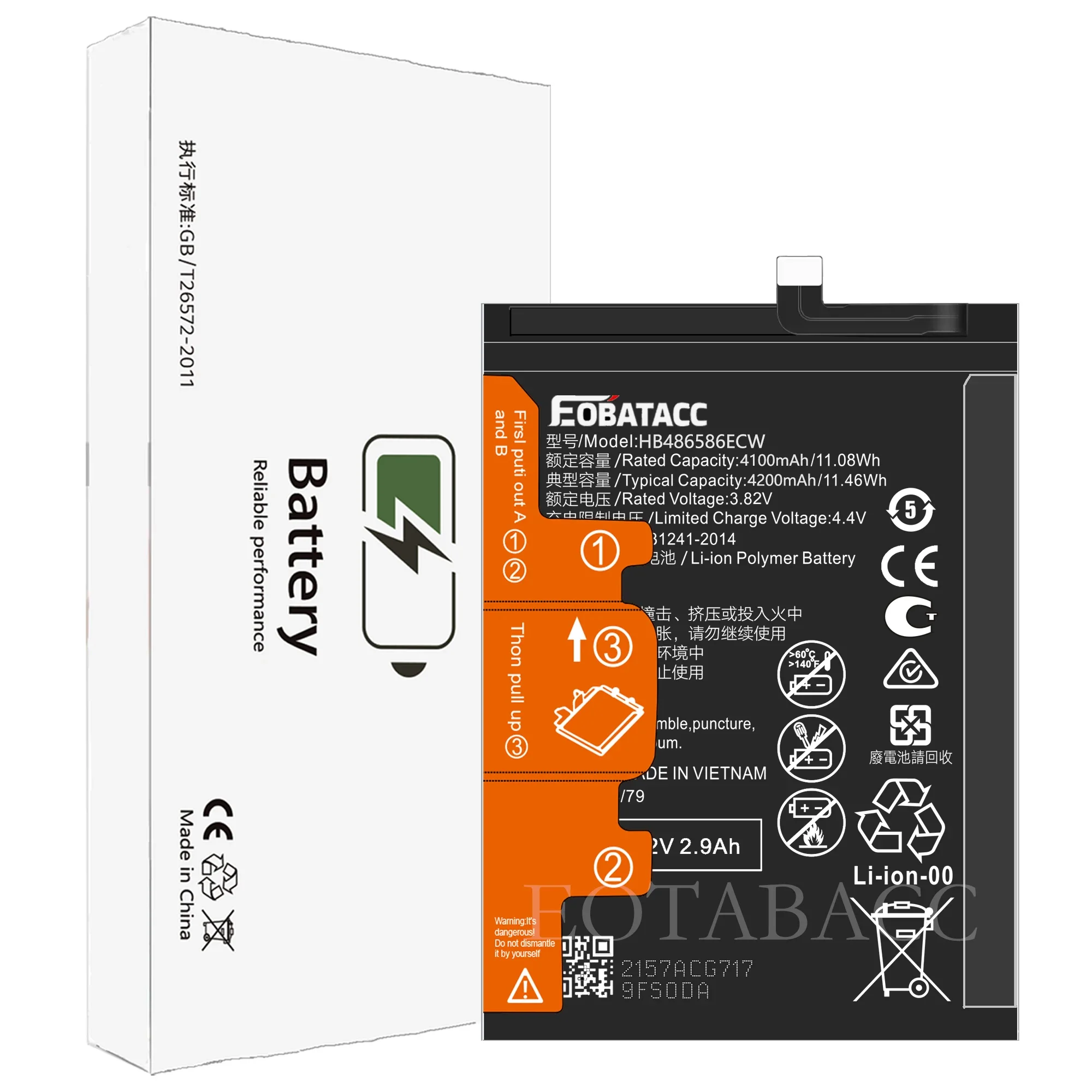 EOTABACC 100% Новый оригинальный аккумулятор HB486586ECW для HUAWEI V30/MT30 /Nova 6 5G/Mate 30 +