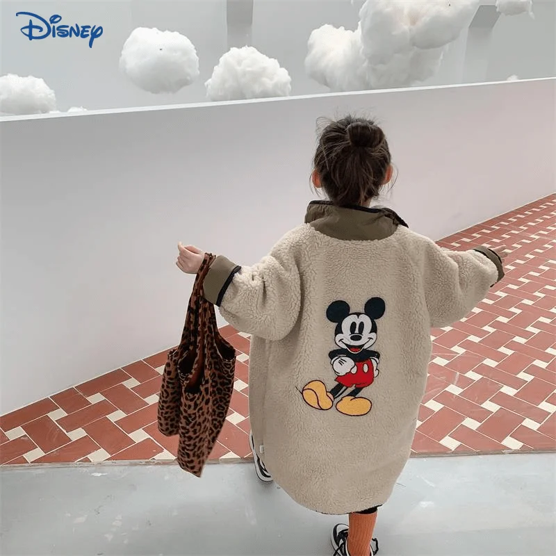 

Disney Mickey Baby Girl Boy Polar Fleece Jacket Toddler Child Lambswool Coat Winter Long Sleeve Outwear Baby Clothes 18M-10Y