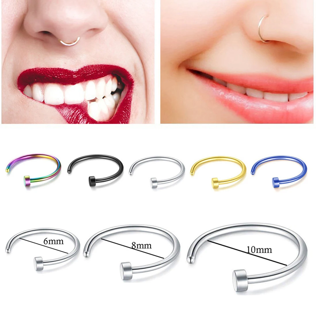 

1pcs Nose ring 2023 new nose clip stainless steel hot sale nasal septum false nose ring piercing jewelry