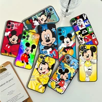 disney colorful minnie mickey phone case for apple iphone 14 13 12 11 pro max mini xs max x xr 7 8 plus 5s silicone black shell