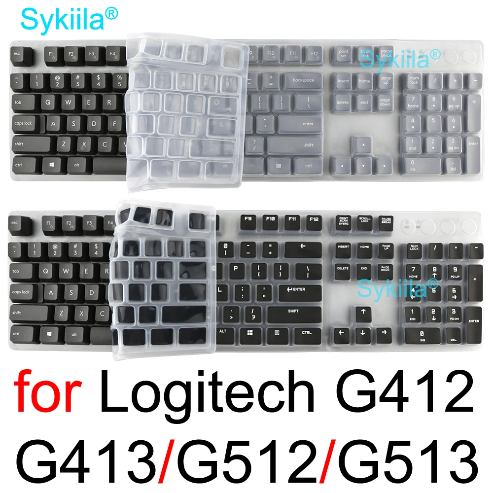 

Чехол для клавиатуры Logitech G412 SE G413 SE G512 G513, углеродный, механический для Logi, силиконовый защитный чехол, защитная пленка, прозрачный черный