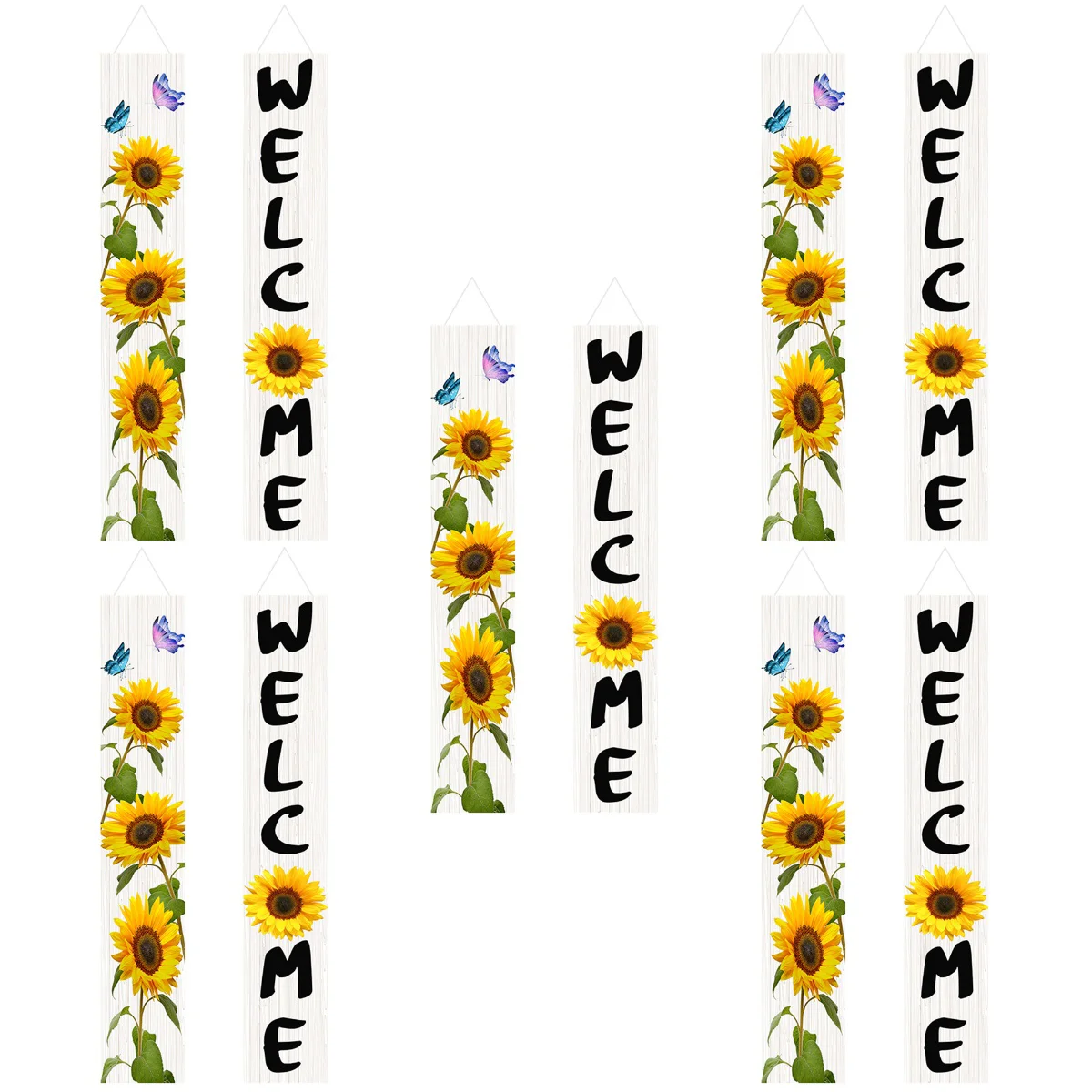 

5 Pairs Rustic Indoor Patio Outdoor Welcome Signs Door Porch Sign