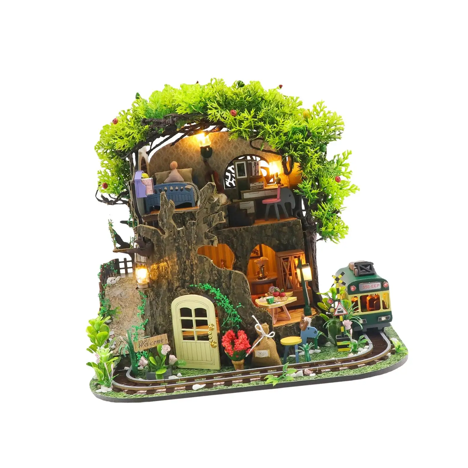 

Dollhouse Miniature with Furniture Mini Crafts Tiny House Building Kits Forest Secrect House Model for Kids Children Girls Gifts