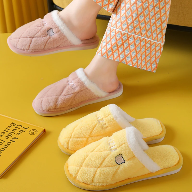 2022 new cotton slippers for women in winter, indoor anti-skid, cute, plush, home for lovers, warm cotton slippers for men in wi