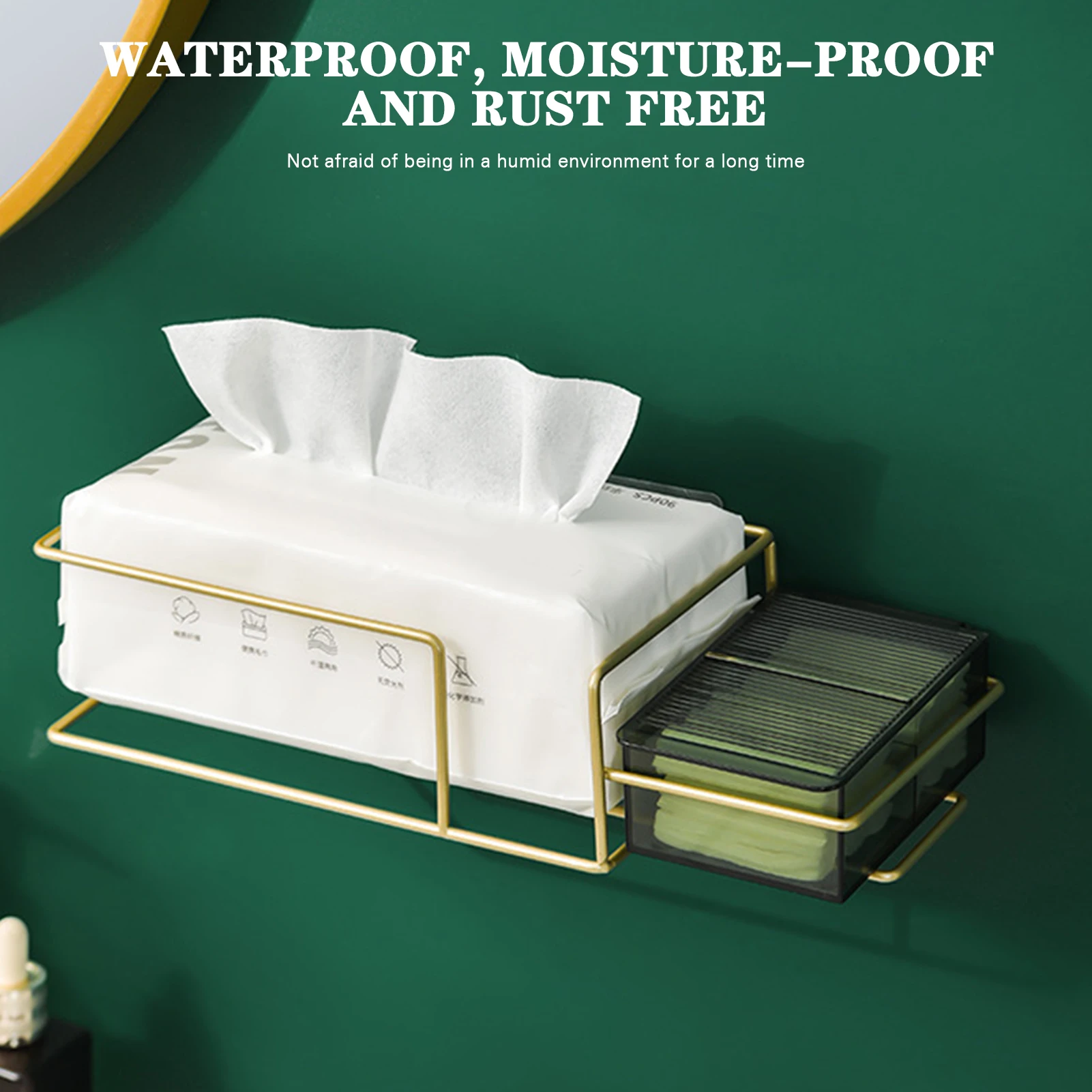 

Newest Rectangular Toilet Paper Holder Wall Mounted Tissue Basket for Bathroom Kitchen with Small items Box Design