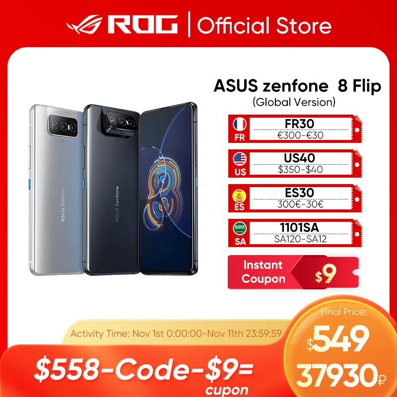 Najtaniej Wersja Globalna ASUS Zenfone 8 Flip Telefon Snapdragon 888 6.67 ''8GB RAM 128GB ROM 5000mAh NFC 90Hz 5G Smartphone