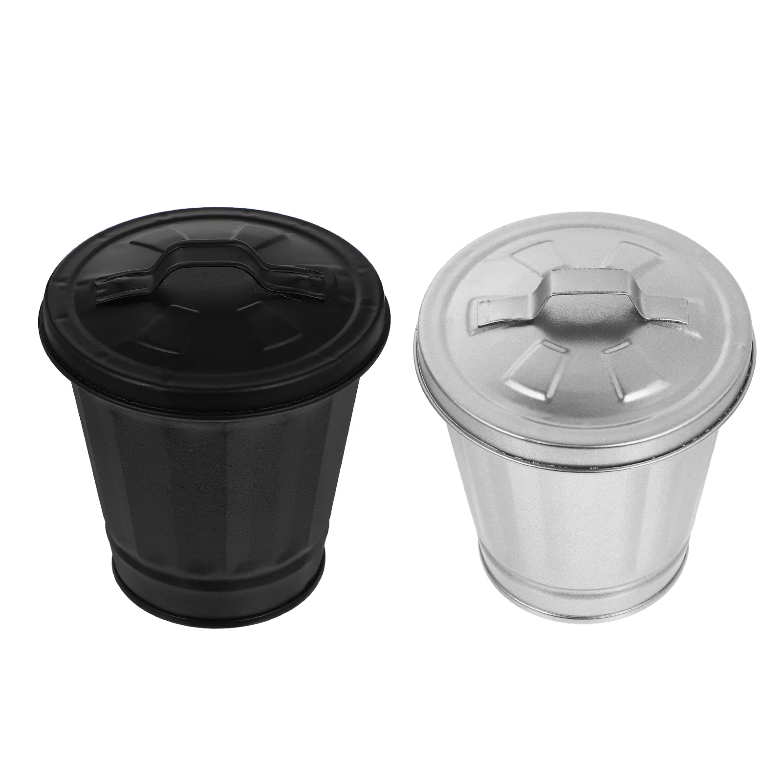 

2 PCS Small Flowerpot Mini Pots Countertop Trash Can Trash Containers Iron Sheet Waste Container Desk Trash Can Mini