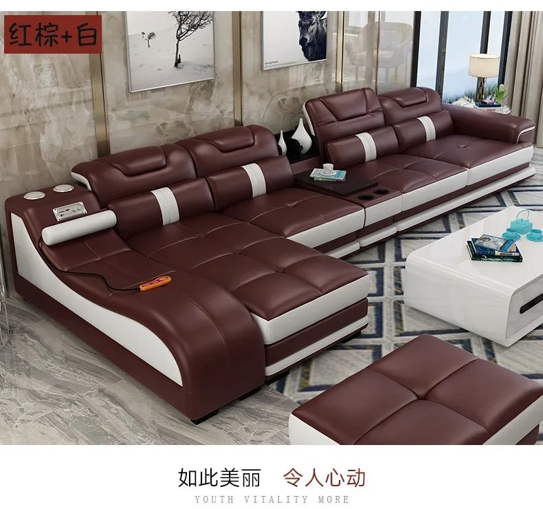 Секционный диван с массажным шезлонгом подстаканником USB регулируемыми