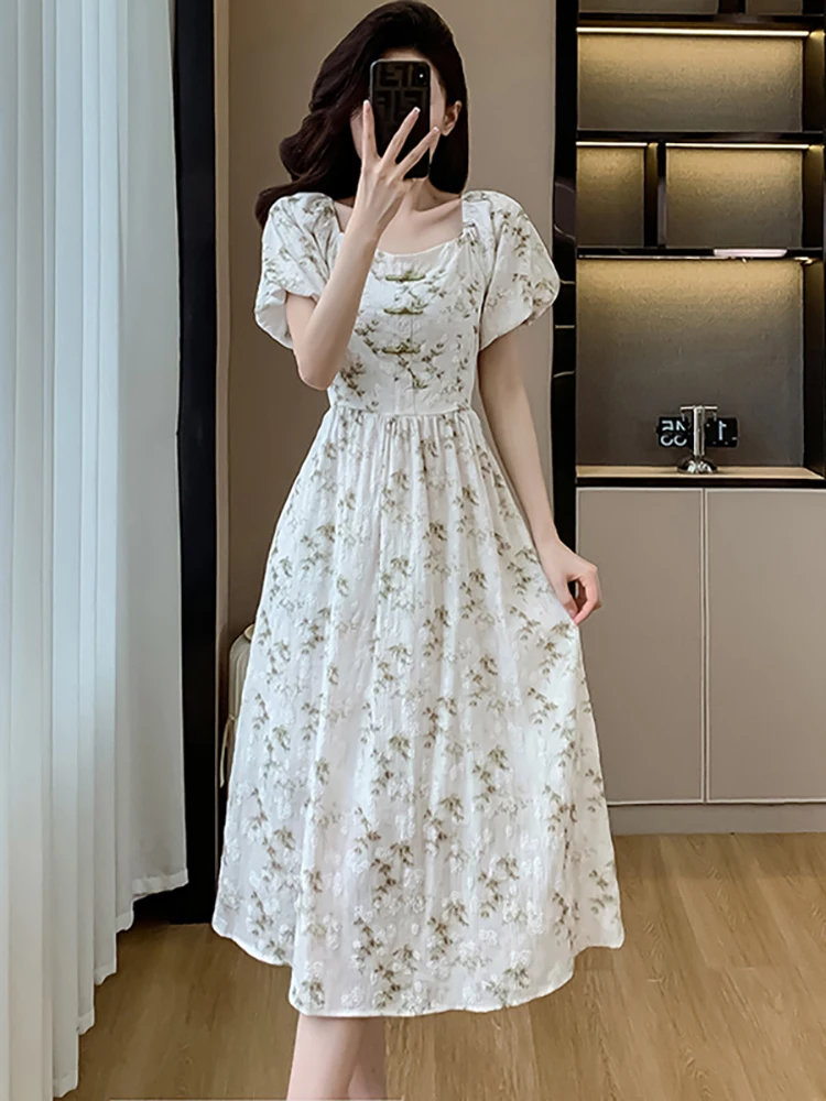 Женское жаккардовое Повседневное платье с принтом модель 2024 года корейский