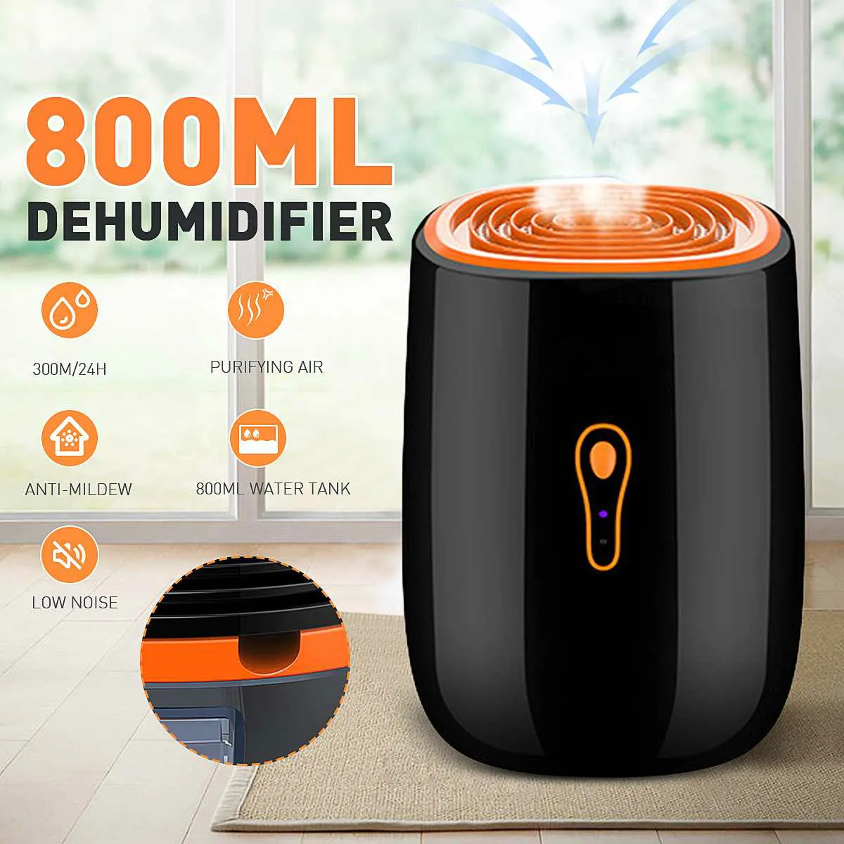 

Dehumidifier 800ML 25W Low Noise Portable dryer Anti-Mildew Purification Portable Cleaning Device Air Dryer Moisture